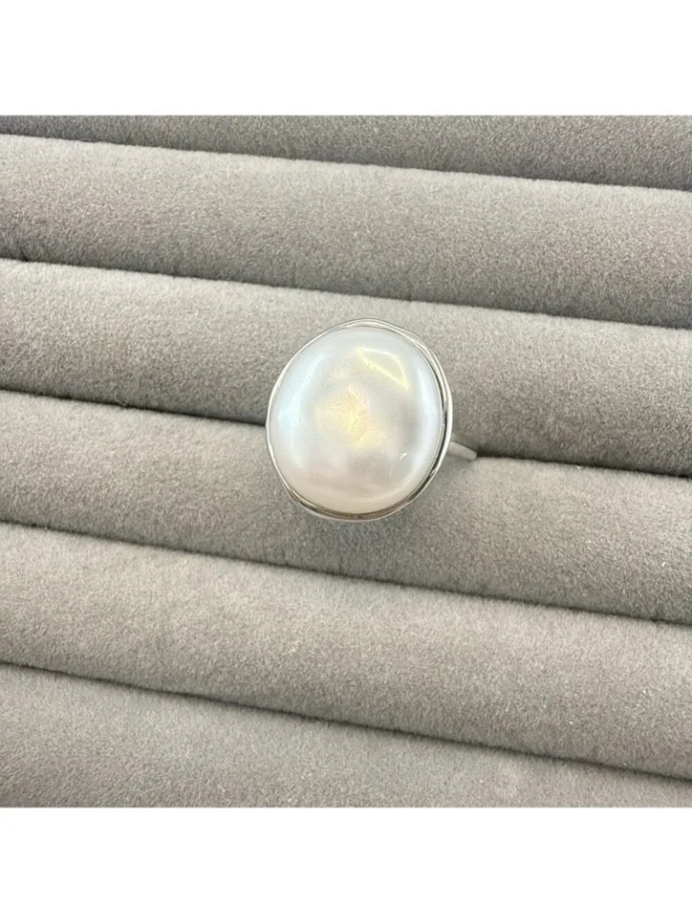 JTV Sterling Silver Ring Freshwater Pearl 18.5mm Solitaire 925 White Size 10
